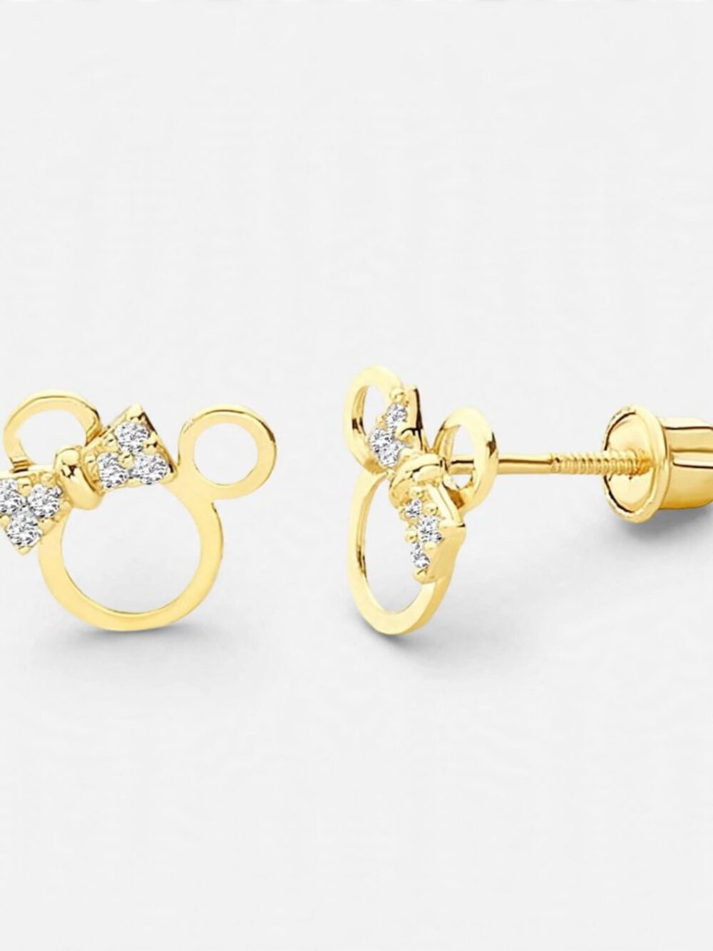14K Yellow Gold Mouse Stud Earrings | Cute Animal Jewelry By Tehrani Jewelry